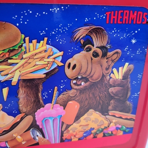 VTG 1987 ALF Red Plastic Lunchbox w/Thermos - Picture 2 of 15